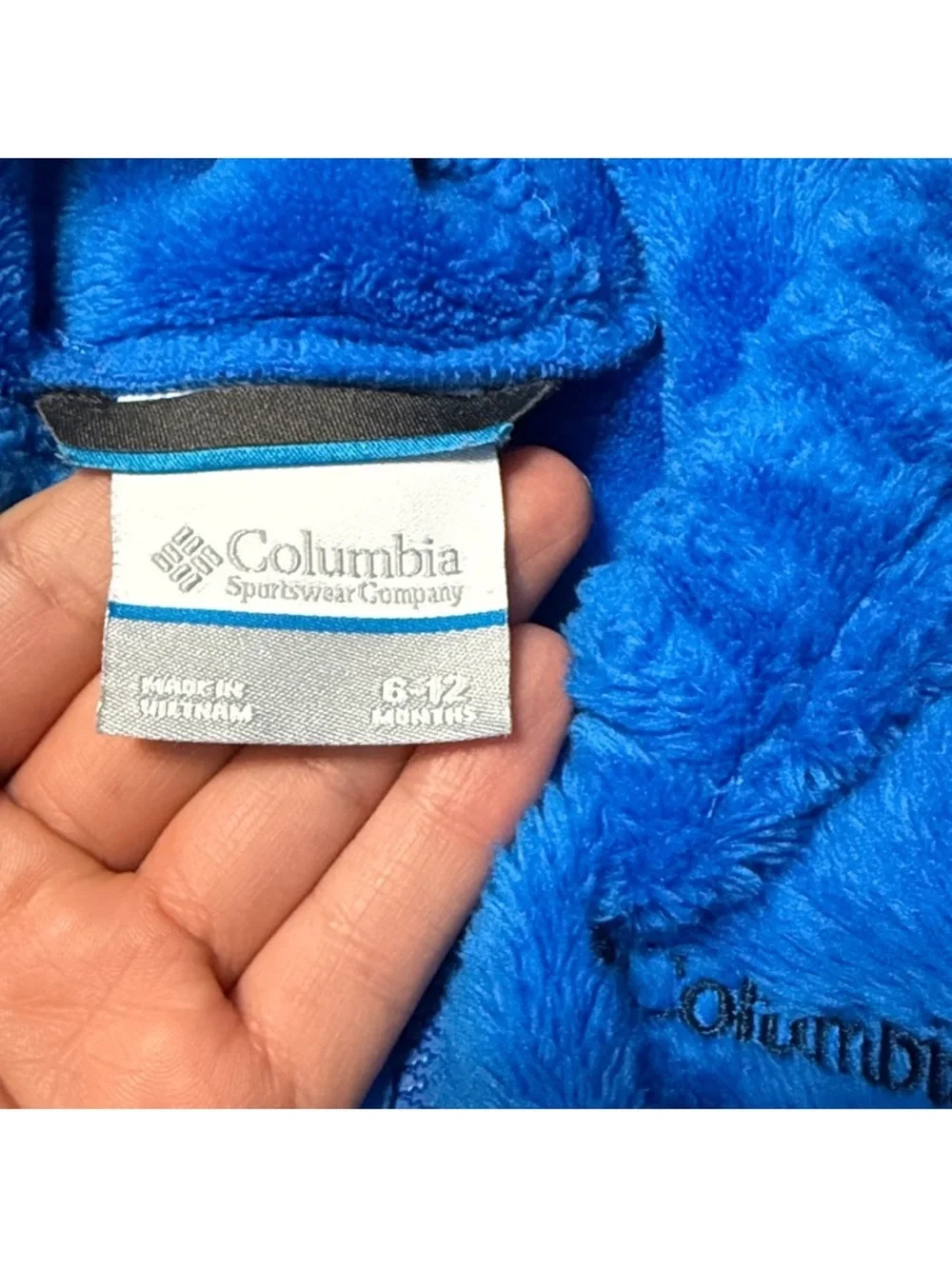Columbia Royal Blue Plush Hooded Baby Footed One-Piece